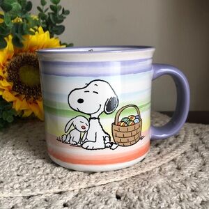 Peanuts Snoopy Easter Stripe Ceramic Mug - Pastel Purple Handle